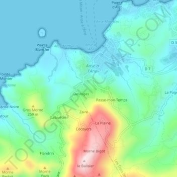 Mappa topografica Papias, altitudine, rilievo