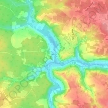 Mappa topografica Gueyze, altitudine, rilievo