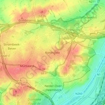 Mappa topografica Koningslo, altitudine, rilievo