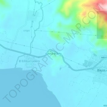 Mappa topografica Colonia Brasilia, altitudine, rilievo