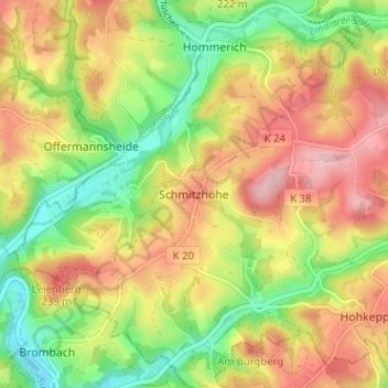 Mappa topografica Schmitzhöhe, altitudine, rilievo