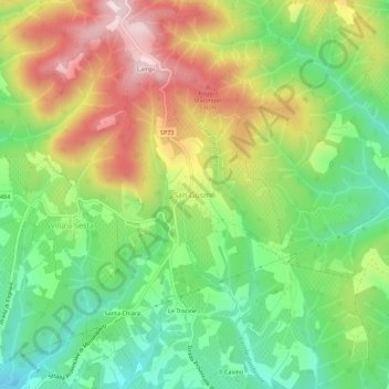 Mappa topografica San Gusmè, altitudine, rilievo