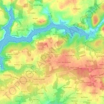 Mappa topografica Lan Kersaux, altitudine, rilievo