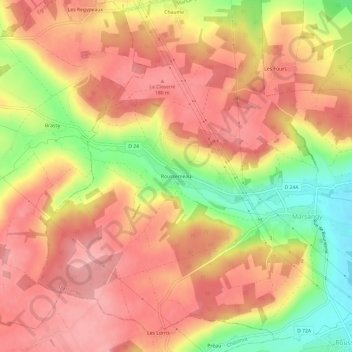 Mappa topografica Roussemeau, altitudine, rilievo