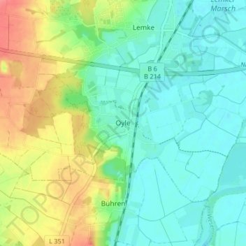Mappa topografica Oyle, altitudine, rilievo