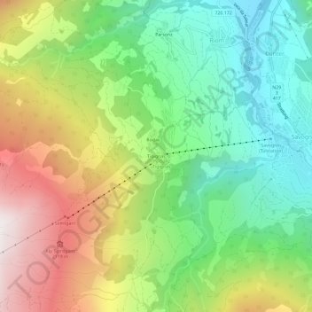 Mappa topografica Tigignas, altitudine, rilievo