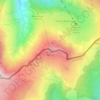 Mappa topografica Kratzer, altitudine, rilievo