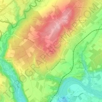 Mappa topografica Peissy, altitudine, rilievo
