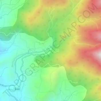 Mappa topografica Thusharagiri, altitudine, rilievo