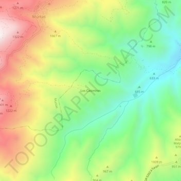 Mappa topografica Los Casimiros, altitudine, rilievo