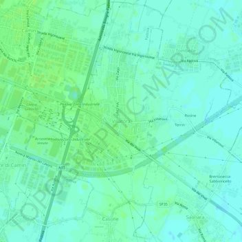 Mappa topografica Villatora, altitudine, rilievo