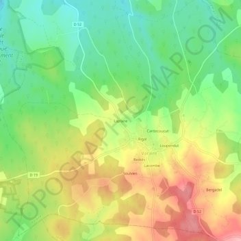 Mappa topografica Laplane, altitudine, rilievo