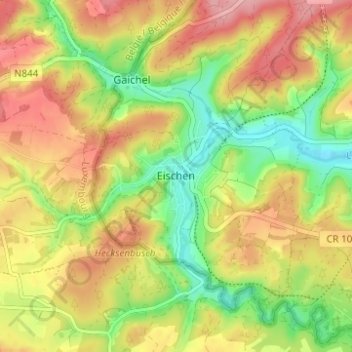 Mappa topografica Eischen, altitudine, rilievo