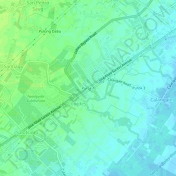 Mappa topografica Purok 1, altitudine, rilievo