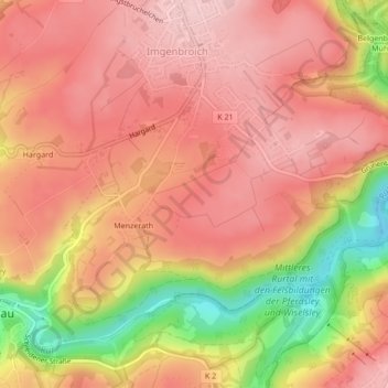 Mappa topografica Auf der Höhe, altitudine, rilievo