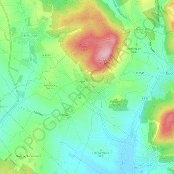Mappa topografica Tannenkirch, altitudine, rilievo