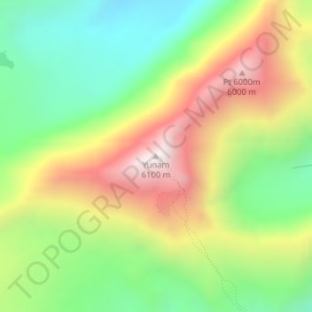 Mappa topografica Yunam, altitudine, rilievo