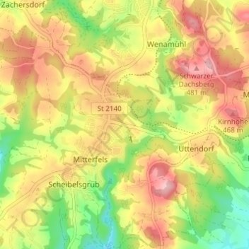 Mappa topografica Kastenfeld, altitudine, rilievo