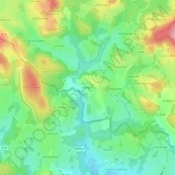 Mappa topografica Marque, altitudine, rilievo