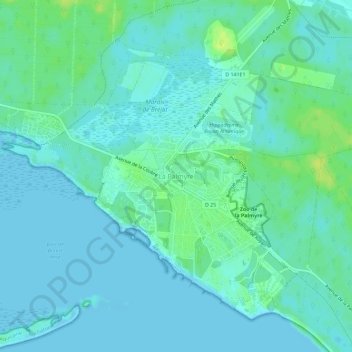 Mappa topografica La Palmyre, altitudine, rilievo
