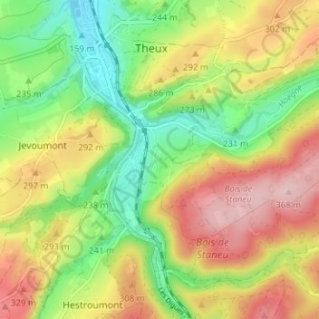 Mappa topografica Le Staneu, altitudine, rilievo