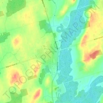 Mappa topografica Sunderland, altitudine, rilievo