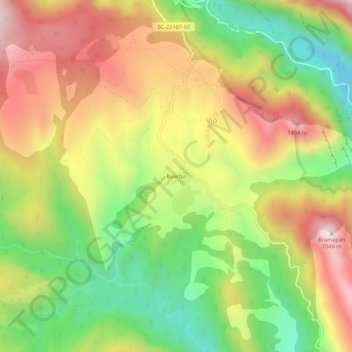 Mappa topografica Buerba, altitudine, rilievo
