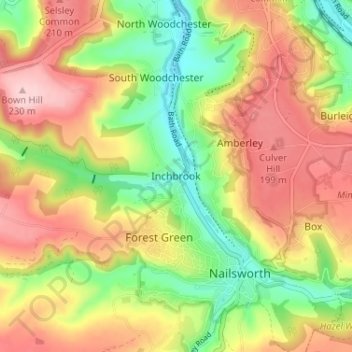 Mappa topografica Inchbrook, altitudine, rilievo