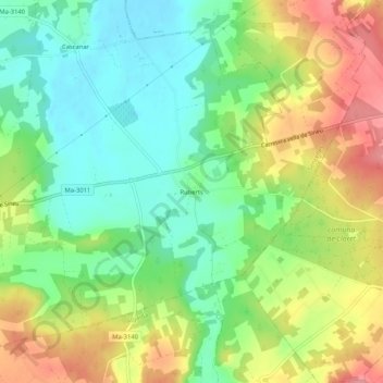 Mappa topografica Ruberts, altitudine, rilievo