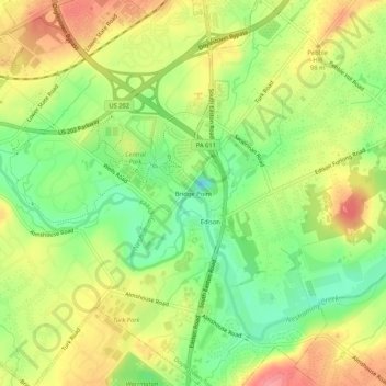 Mappa topografica Bridge Point, altitudine, rilievo