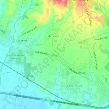Mappa topografica Corte Carbonata, altitudine, rilievo