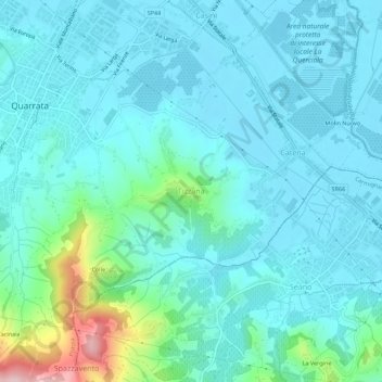 Mappa topografica Tizzana, altitudine, rilievo