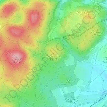 Mappa topografica Benzenberg, altitudine, rilievo