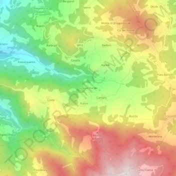 Mappa topografica Groppo Ducale, altitudine, rilievo