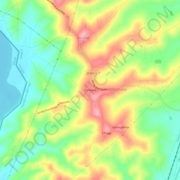 Mappa topografica Cimbano, altitudine, rilievo