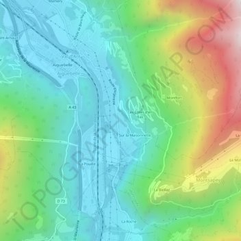 Mappa topografica Le Bouchet, altitudine, rilievo
