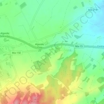 Mappa topografica Son Cortana, altitudine, rilievo