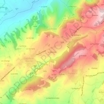 Mappa topografica Le Planchet, altitudine, rilievo