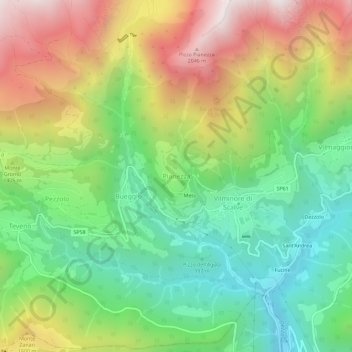 Mappa topografica Pianezza, altitudine, rilievo
