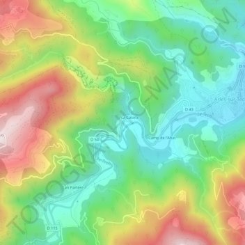Mappa topografica La Palme, altitudine, rilievo
