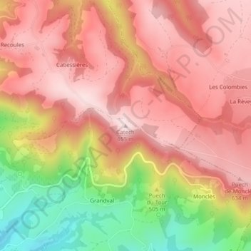 Mappa topografica Catech, altitudine, rilievo