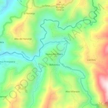 Mappa topografica Nuevo Río Claro, altitudine, rilievo