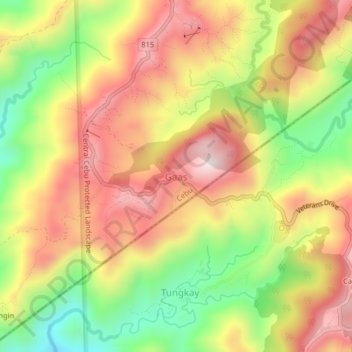Mappa topografica Gaas, altitudine, rilievo