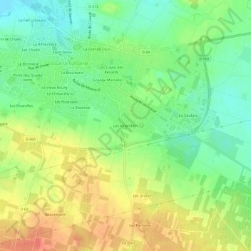 Mappa topografica Les Amandiers, altitudine, rilievo