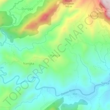 Mappa topografica Mantija, altitudine, rilievo