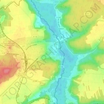 Mappa topografica Malesherbes, altitudine, rilievo