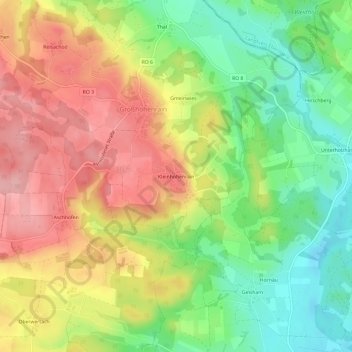 Mappa topografica Kleinhöhenrain, altitudine, rilievo
