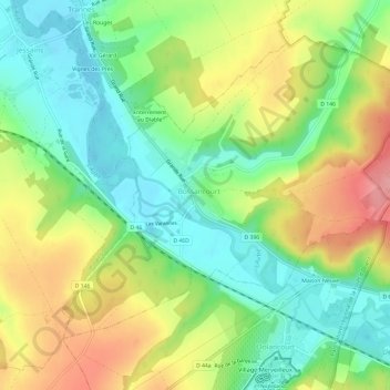 Mappa topografica Le Village, altitudine, rilievo