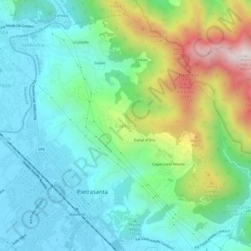 Mappa topografica Capriglia, altitudine, rilievo