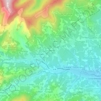 Mappa topografica Le Delèche, altitudine, rilievo